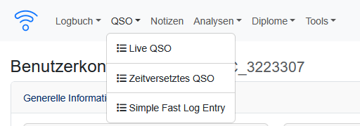 Darstellung des Menüs