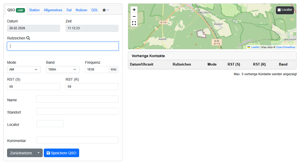 Ansicht der Logmaske